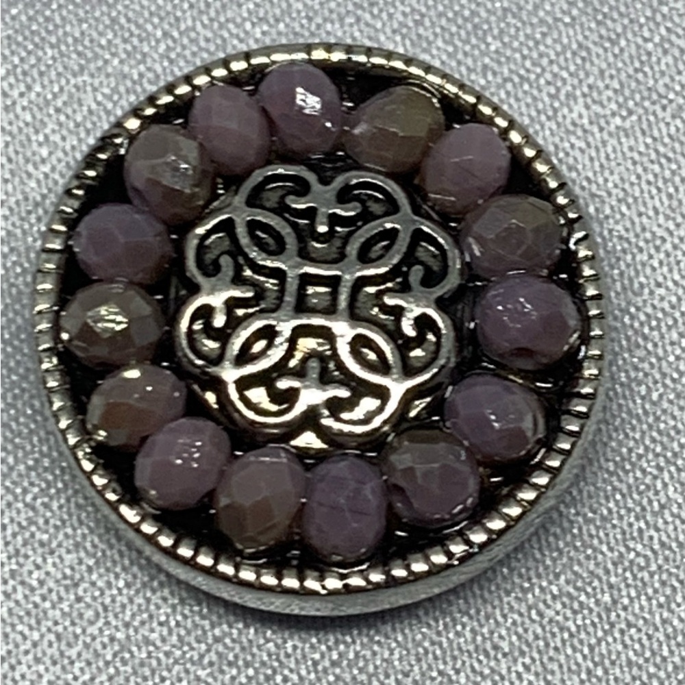 💗Lt. Purple & Tan/Gray Crystal - Beautiful Ginger Snaps & Co. Snap Button Charm